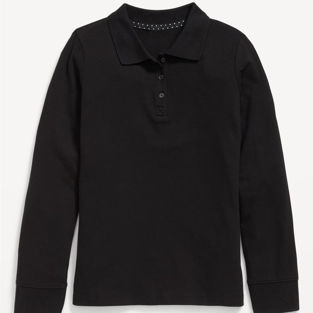 Old Navy Black Long Sleeve Polo Shirt Uniform L NWOT